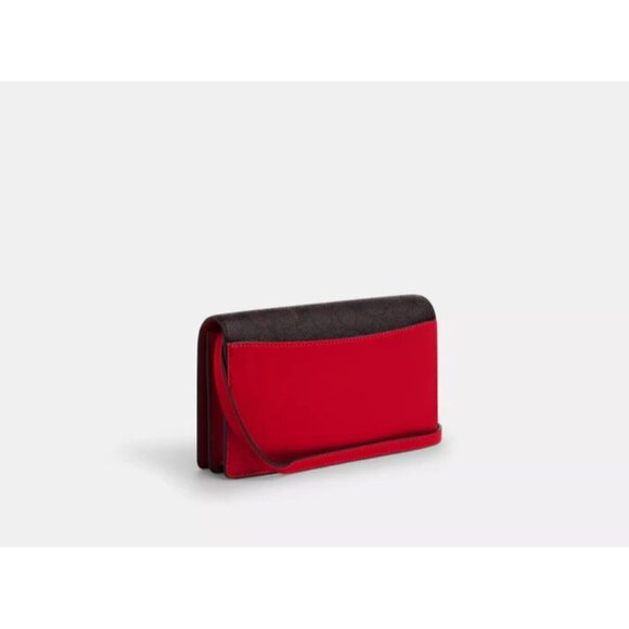 NWT Anna Foldover Clutch Crossbody Signature Canvas Leather Walnut Brown - Picture 2 of 11